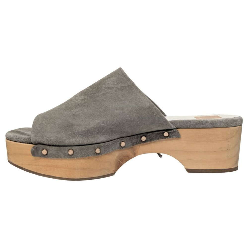 Dolce Vita Dorado Clogs Womens Sage Green Suede Wood Sole Platform Size 10 - Picture 2 of 14